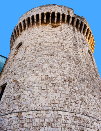 detail Norman tower of the castle of Conversano, Puglia - Italyのeditorial素材