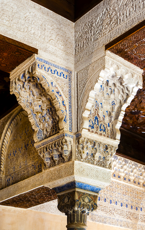 Moresque ornaments from Alhambra Islamic Royal Palace, Granada, Spainのeditorial素材