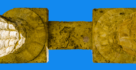 bottom view of greek temple in Paestum columns. Italyの写真素材