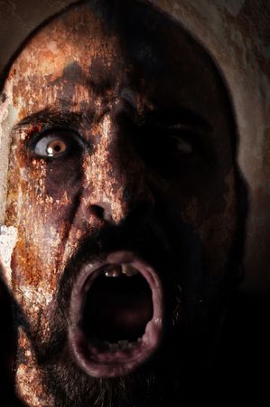 man with monstrous monstrous graphics processing expressionsの写真素材