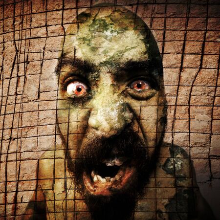 man with monstrous monstrous graphics processing expressionsの写真素材