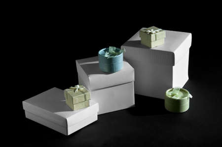 composition of gift boxes on a black background