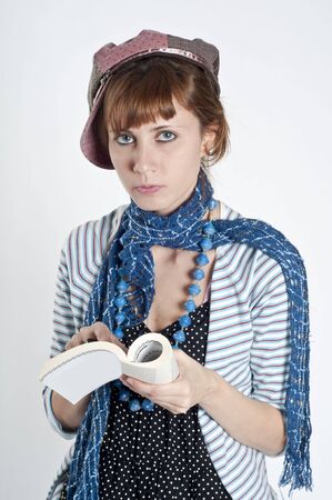 portrait of a girl on a white background that readsの写真素材