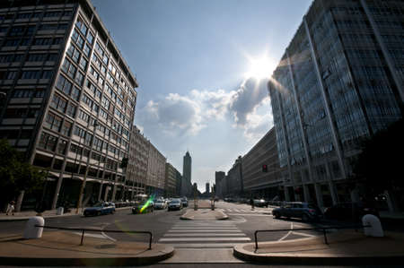 streets, skyscrapers and palaces of Milanの写真素材