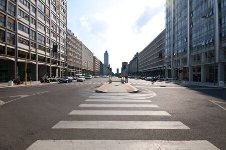 streets, skyscrapers and palaces of Milanの写真素材