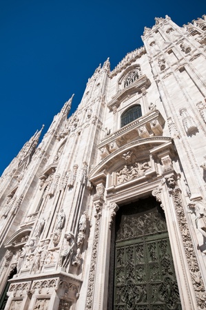 Milan Cathedral architecture and statuesの写真素材