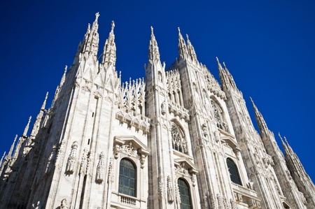 Milan Cathedral architecture and statuesの写真素材