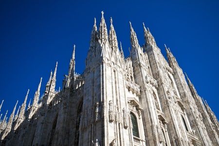 Milan Cathedral architecture and statuesの写真素材