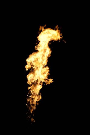 flame burning on a black backgroundの写真素材