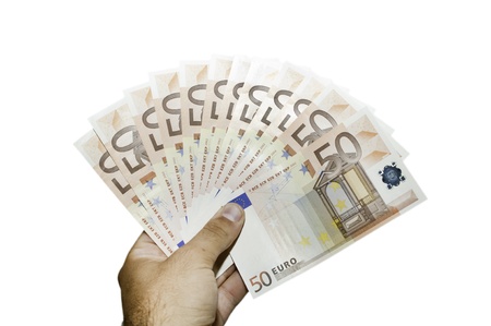fifty euro billsの写真素材