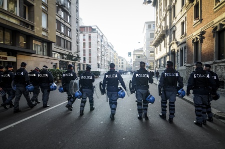 Milan, Italy - February, 22 2012: demonstration of tractors against milk quotasのeditorial素材