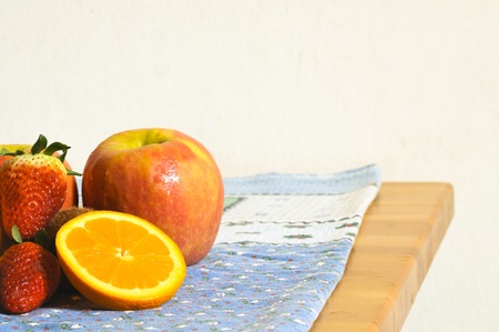colored fruit on the tableの写真素材