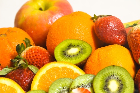 colored fruit on the tableの写真素材