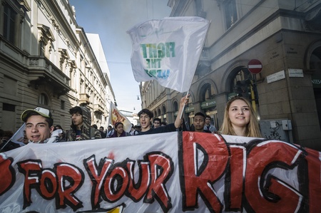 Milan, italy - March 30: Student manifestation held in Milan on March, 30 2012. Students protests...