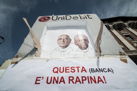 MILAN, ITALY - MARCH, 31 2012: occupy piazza affari manifestationのeditorial素材