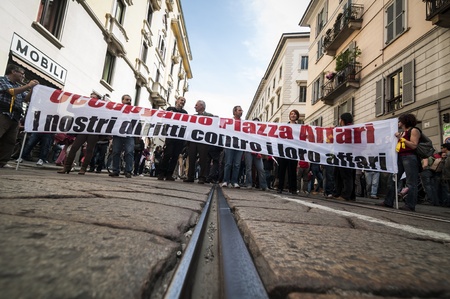 MILAN, ITALY - MARCH, 31 2012: occupy piazza affari manifestationのeditorial素材