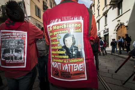 MILAN, ITALY - MARCH, 31 2012: occupy piazza affari manifestationのeditorial素材
