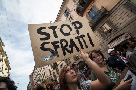 MILAN, ITALY - MARCH, 31 2012: occupy piazza affari manifestationのeditorial素材