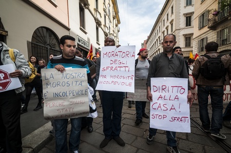 MILAN, ITALY - MARCH, 31 2012: occupy piazza affari manifestationのeditorial素材