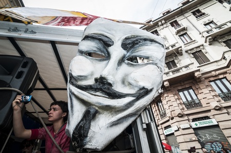 MILAN, ITALY - MARCH, 31 2012: occupy piazza affari manifestationのeditorial素材