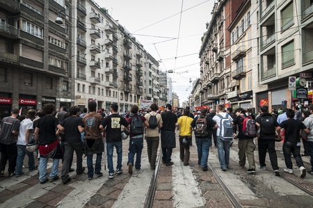 MILAN, ITALY - MARCH, 31 2012: occupy piazza affari manifestationのeditorial素材