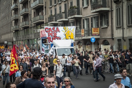 MILAN, ITALY - MARCH, 31 2012: occupy piazza affari manifestationのeditorial素材