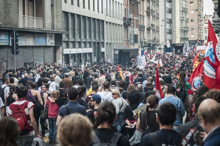 MILAN, ITALY - MARCH, 31 2012: occupy piazza affari manifestationのeditorial素材