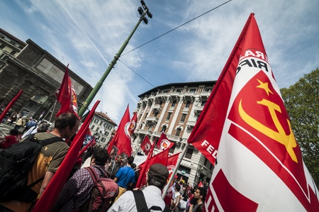 MILAN, ITALY - MARCH, 31 2012: occupy piazza affari manifestationのeditorial素材