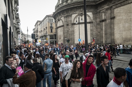 MILAN, ITALY - MARCH, 31 2012: occupy piazza affari manifestationのeditorial素材