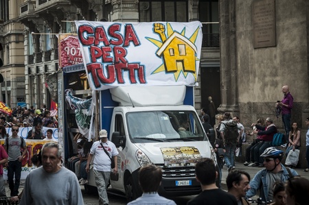 MILAN, ITALY - MARCH, 31 2012: occupy piazza affari manifestationのeditorial素材