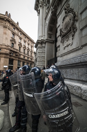 MILAN, ITALY - MARCH, 31 2012: occupy piazza affari manifestationのeditorial素材