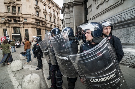 MILAN, ITALY - MARCH, 31 2012: occupy piazza affari manifestationのeditorial素材