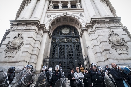 MILAN, ITALY - MARCH, 31 2012: occupy piazza affari manifestationのeditorial素材