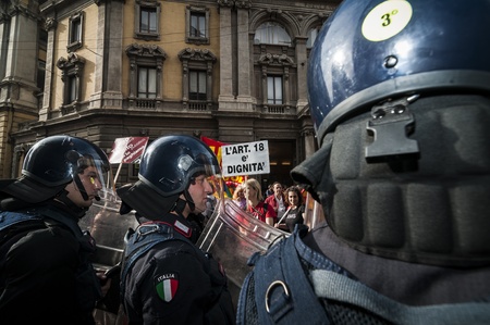 MILAN, ITALY - MARCH, 31 2012: occupy piazza affari manifestationのeditorial素材