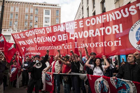 MILAN, ITALY - MARCH, 31 2012: occupy piazza affari manifestationのeditorial素材