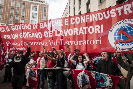 MILAN, ITALY - MARCH, 31 2012: occupy piazza affari manifestationのeditorial素材