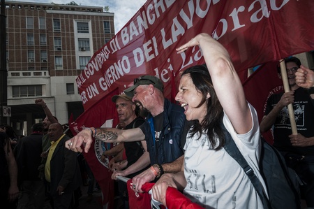 MILAN, ITALY - MARCH, 31 2012: occupy piazza affari manifestationのeditorial素材