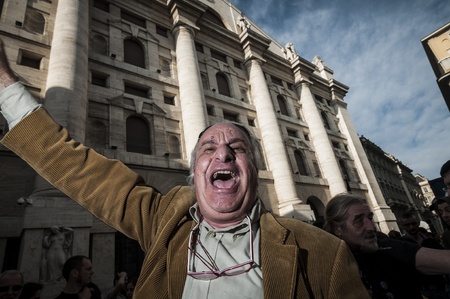 MILAN, ITALY - MARCH, 31 2012: occupy piazza affari manifestationのeditorial素材
