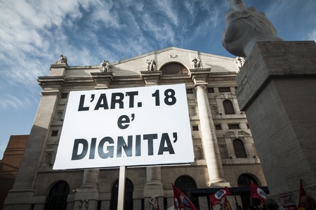 MILAN, ITALY - MARCH, 31 2012: occupy piazza affari manifestationのeditorial素材