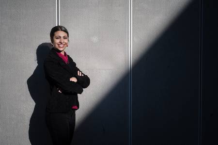 success business girl in modern buildingの写真素材