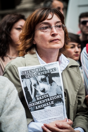 MILANO, ITALY - MAY 8  Manifestation against vivisection in Milan May 8, 2012  People protest in Milan against vivisection, struggling to close the dog testing center Green Hill and promoting veganismのeditorial素材