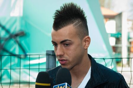 MILAN, ITALY - MARCH 22  Stephan Kareem El Shaarawy in Milan March 22, 2012  Stephan Kareem El Shaarawy is an Italian soccer player, striker for AC Milan and the Italian national teamのeditorial素材