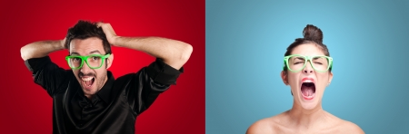 couple crisis on colorful backgroundの写真素材