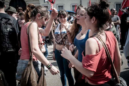MILAN, ITALY - APRIL 25: celebration of liberation held in Milan on 25 April 2013. thousands of people took to the streets in Milan to celebrate the anniversary of the liberation of Italy from Nazism and Fascismのeditorial素材