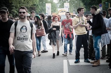 MILAN, ITALY - MAY 1: labor day held in Milan on May 1, 2013. Every year thousands of people taking...