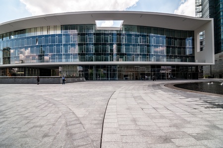 MILAN, ITALY - MAY 8: Unicredit tower on May 8, 2013. Unicredit Tower, in Garibaldi district, 231 meters high, is the tallest Skyscraper in Italy designed by architect Cesar Pelli and is composed of a series of buildings ecosustainableのeditorial素材