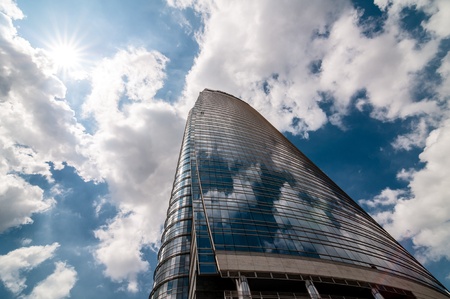 MILAN, ITALY - MAY 8: Unicredit tower on May 8, 2013. Unicredit Tower, in Garibaldi district, 231 meters high, is the tallest Skyscraper in Italy designed by architect Cesar Pelli and is composed of a series of buildings ecosustainableのeditorial素材