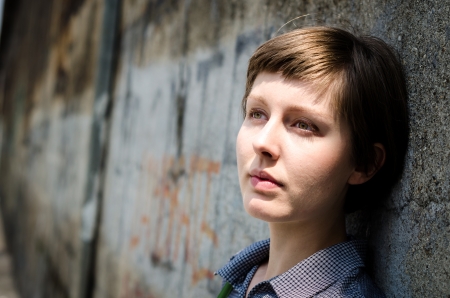 young beautiful hipster woman in the cityの写真素材