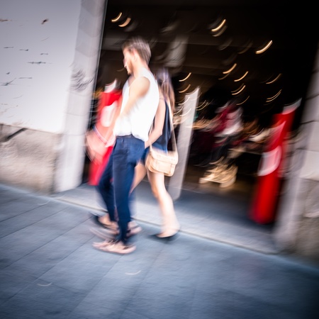 abstract people walking in the streetの写真素材