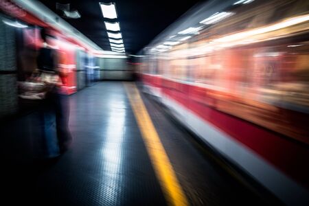 abstract people walking  in undergroundの写真素材